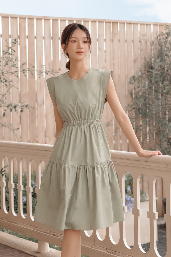 Gemma Elastic Waist Pocket Midi Dress