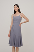 Olive Side Pleat Midi Dress
