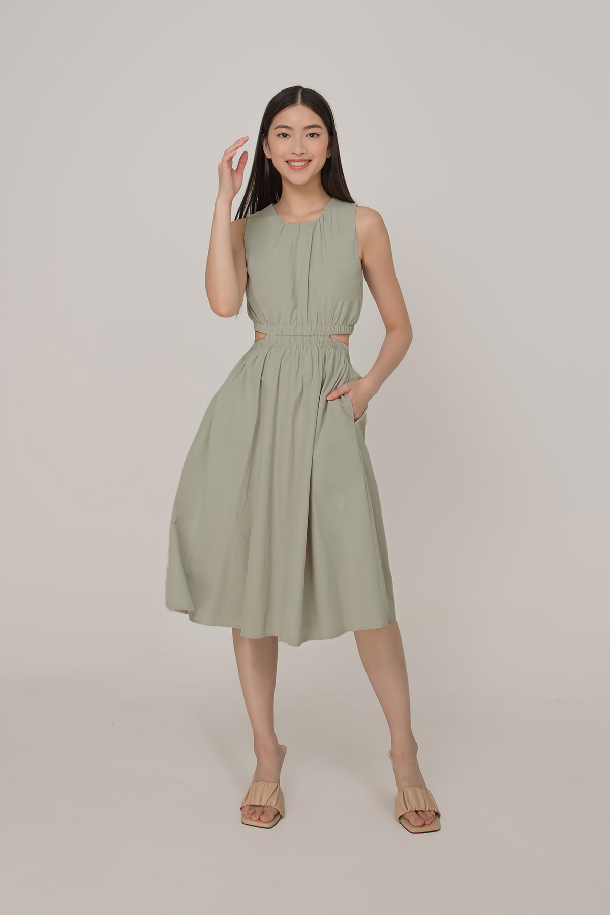 Waist defined clearance midi dress