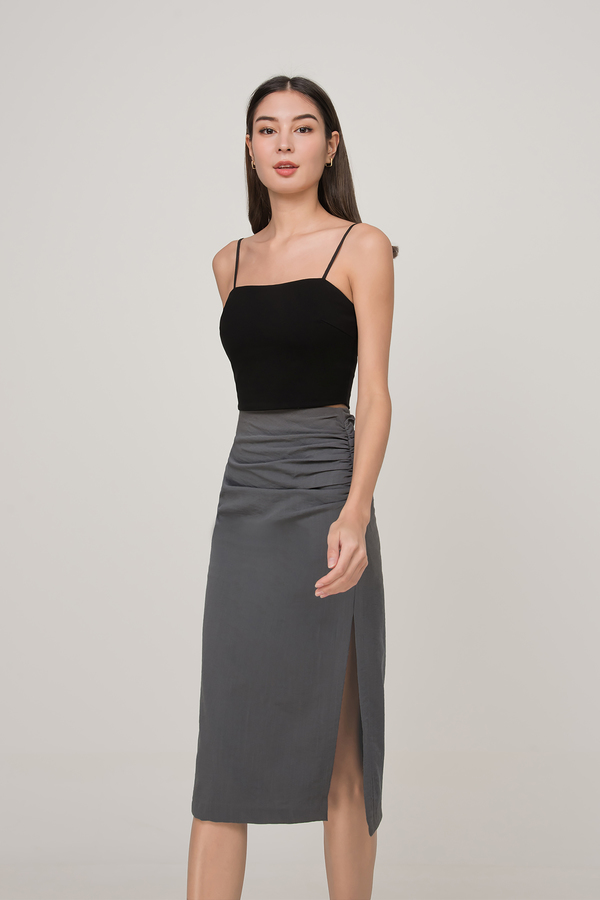 Sloane Ruched Slit Skirt