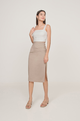 Sloane Ruched Slit Skirt