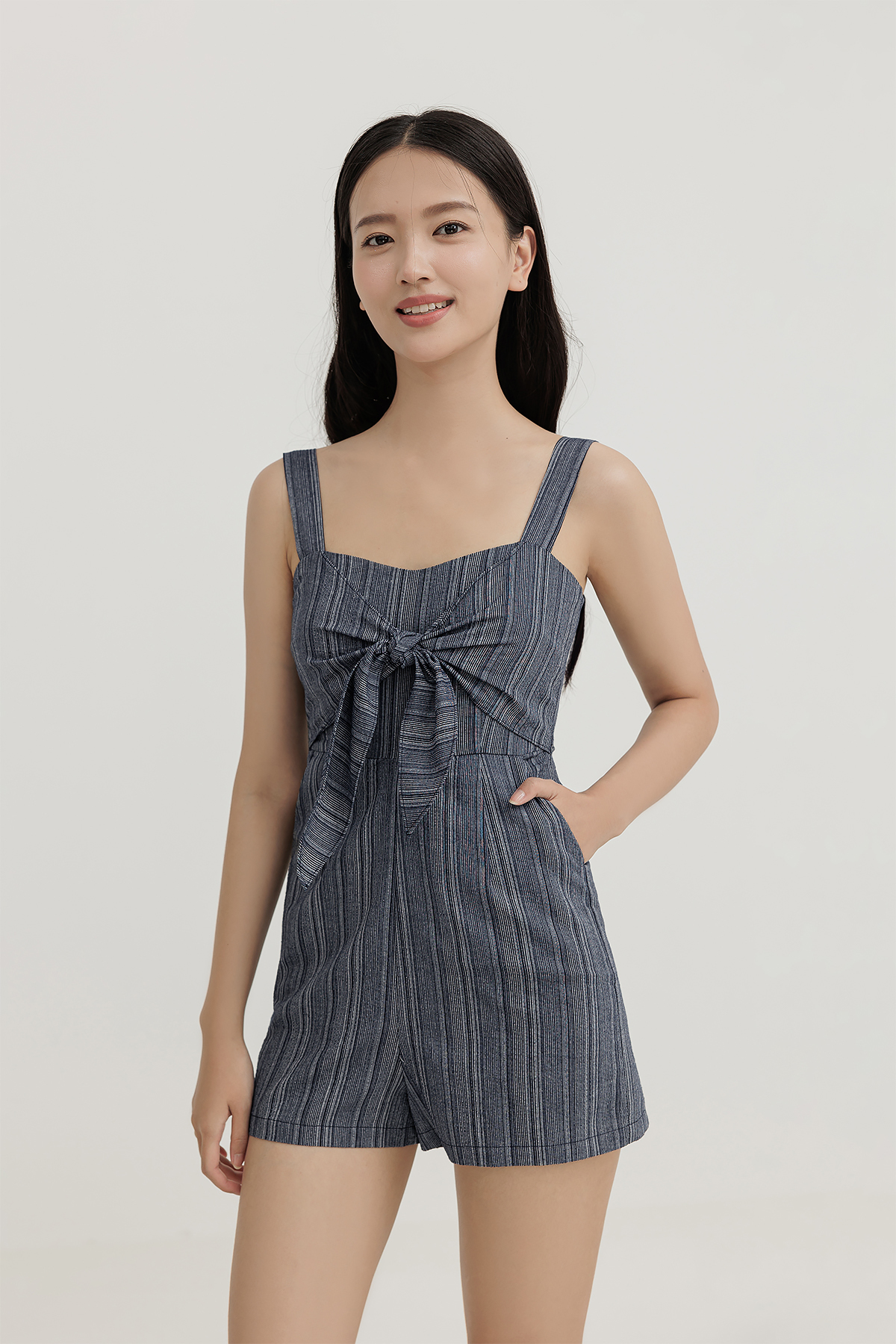 Fayth • Seine Striped Tie Front Playsuit