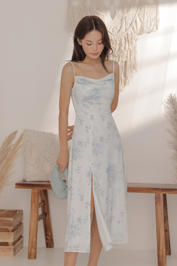 Wallpaper Cowl Neck Midi Dress