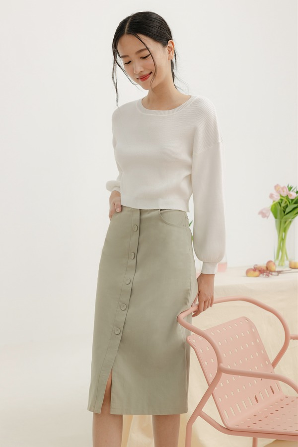 Miyu Button Down Pocket Midi Skirt