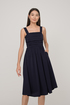 Arielle Ruched Pocket Midi Dress