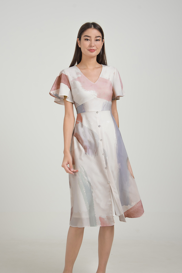 Fayth • Jovannah Ruched Slit Midi Dress Fayth • Jovannah Ruched Slit Midi Dress