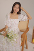 Amaryllis Ruched Puff Sleeve Midi Dress