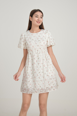 Freesia Embroidered Sleeve Babydoll Dress