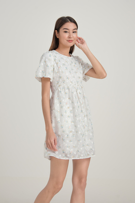 Freesia Embroidered Sleeve Babydoll Dress