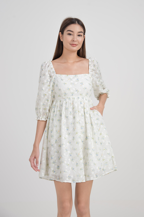 Freesia Embroidered Puff Sleeve Dress