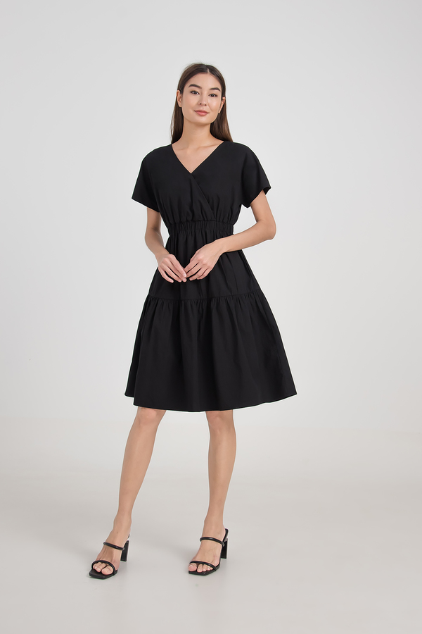 Riko Wrap Sleeve Pocket Midi Dress