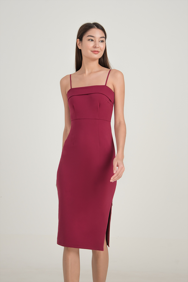 Meghan Fitted Slit Midi Dress