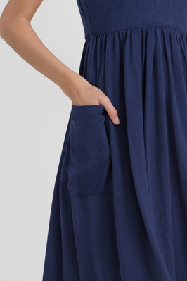 Delva Linen Pocket Midi Dress