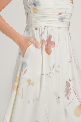 Bouquet Ruched Pocket Midi Dress