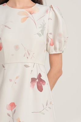 Amazon.com: Mluvpxey French Puff Sleeve Pink Floral Dress