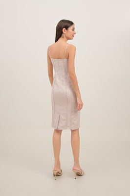 Velda Brocade Form Fitted Midi Dress
