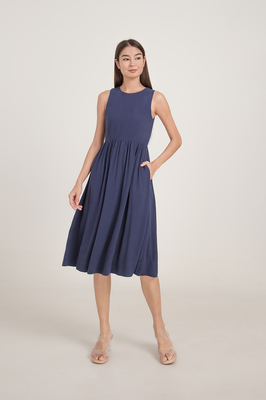 Louri Linen Pocket Midi Dress