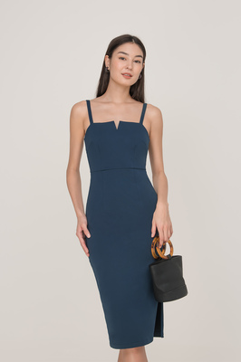 Sherie Side Slit Fitted Midi Dress