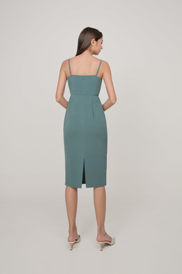 *Defect* Olivia Sweetheart Ruched Midi Dress