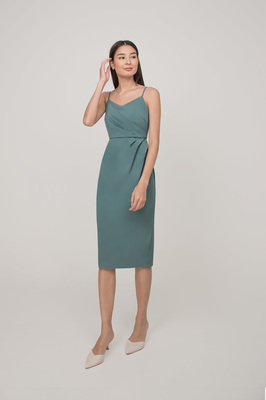 *Defect* Olivia Sweetheart Ruched Midi Dress