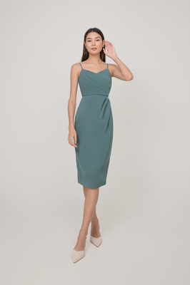 *Defect* Olivia Sweetheart Ruched Midi Dress