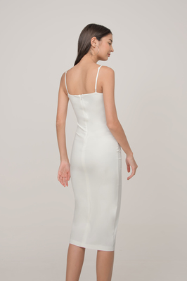 *Defect* Hera Ruched Slit Midi Dress