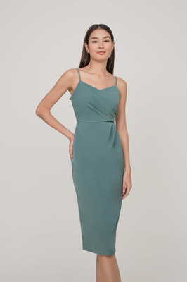 *Defect* Olivia Sweetheart Ruched Midi Dress