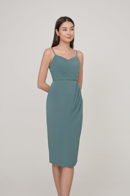 *Defect* Olivia Sweetheart Ruched Midi Dress