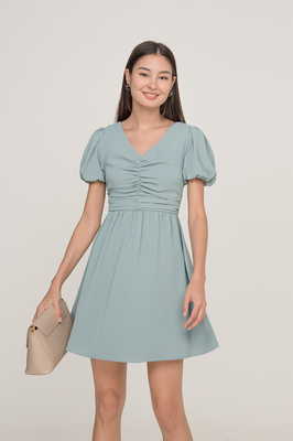 *Defect* Eva Ruched Puff Sleeve Dress