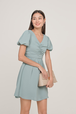 *Defect* Eva Ruched Puff Sleeve Dress