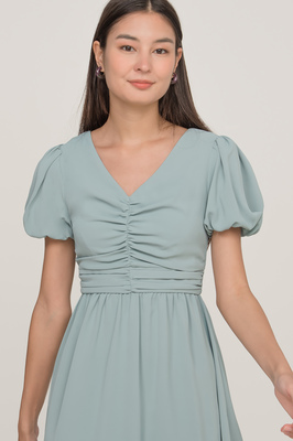 *Defect* Eva Ruched Puff Sleeve Dress