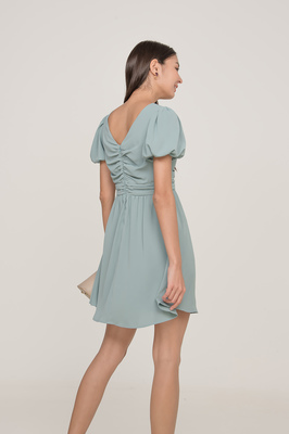 *Defect* Eva Ruched Puff Sleeve Dress