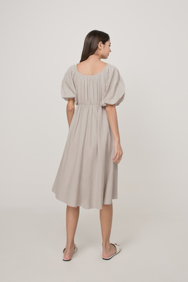 *Defect* Layla Shirred Linen Midi Dress