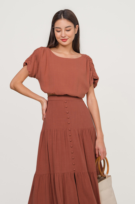 *Defect* Kassie Linen Ruched Crop Top