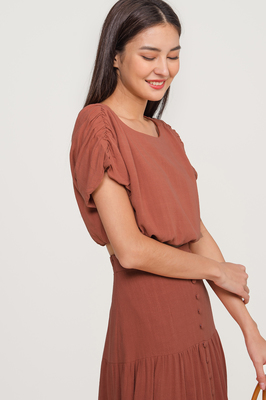 *Defect* Kassie Linen Ruched Crop Top