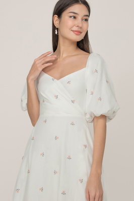 *Defect* Emery Wrap Puff Sleeve Midi Dress