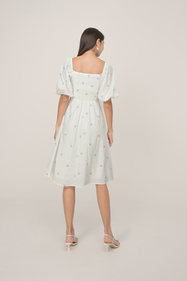 *Defect* Emery Wrap Puff Sleeve Midi Dress