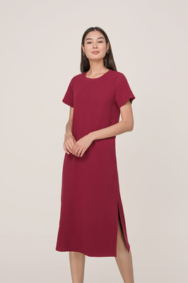 *Defect* Manhattan Slit Ribbed Midi Dress