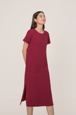 *Defect* Manhattan Slit Ribbed Midi Dress