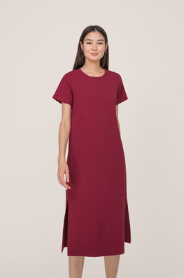 *Defect* Manhattan Slit Ribbed Midi Dress