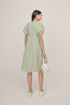 *Defect* Calico Tiered Midi Dress