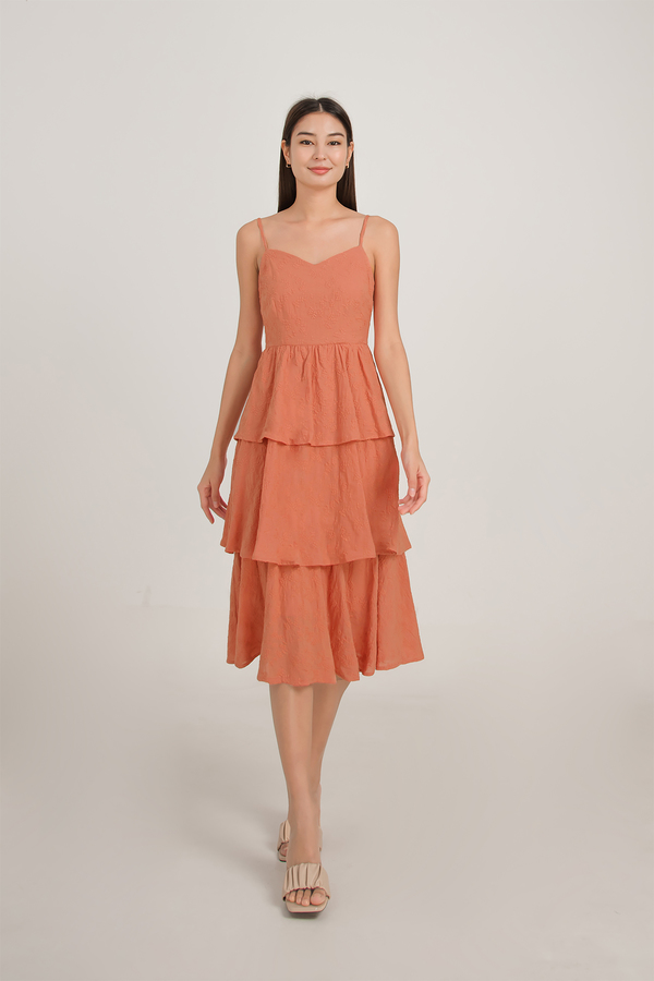 Hollie Broderie Sweetheart Layered Midi Dress