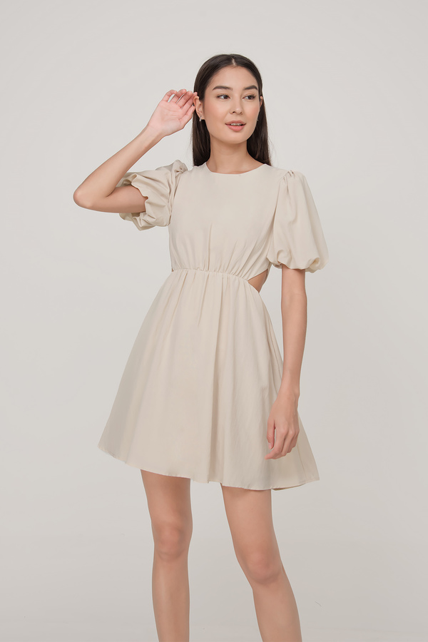 *Defect* Evah Puff Sleeve Cut Out Dress