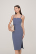 *Imperfect* Sherie Side Slit Fitted Midi Dress