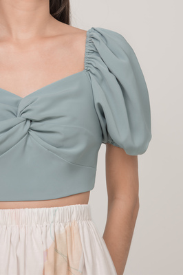 *Defect* Kayla Knotted Puff Sleeve Crop Top