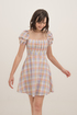 Dakota Gingham Ruched Puff Sleeve Dress