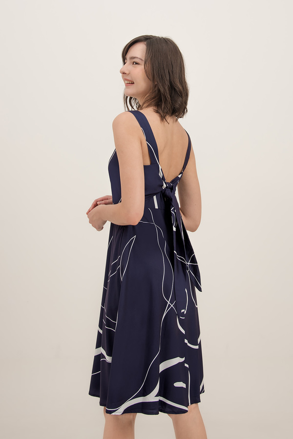 Linear Tie Back Midi Dress