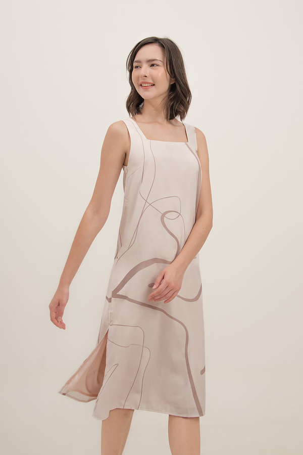 Linear Relaxed Slit Midi Dress