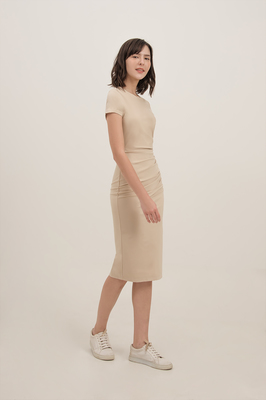 Casey Ruched Sleeve Midi Dress
