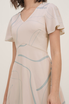 Linear Flutter Sleeve Dress